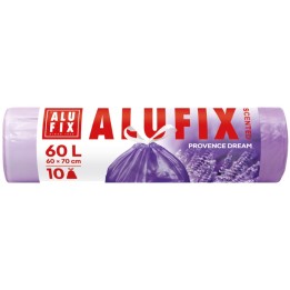 WORKI NA ŚMIECI HDPE LAWENDOWE ALUFIX FIOLETOWE 60L 10SZT.
