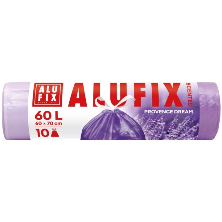 WORKI NA ŚMIECI HDPE LAWENDOWE ALUFIX FIOLETOWE 60L 10SZT.