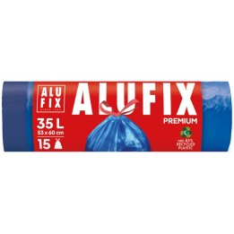 WORKI NA ŚMIECI LDPE Z TAŚMĄ ALUFIX NIEBIESKIE 35L 15SZT.