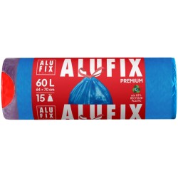WORKI NA ŚMIECI LDPE Z TAŚMĄ ALUFIX NIEBIESKIE 60L 15SZT.