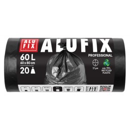WORKI NA ŚMIECI LDPE ALUFIX PROFESSIONAL CZARNE 60L 20SZT.