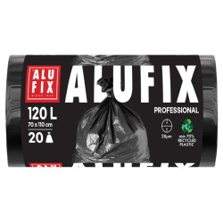 WORKI NA ŚMIECI LDPE ALUFIX PROFESSIONAL CZARNE 120L 20SZT.
