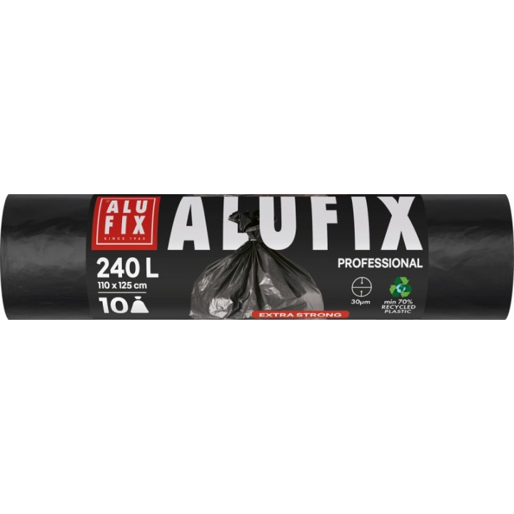 WORKI NA ŚMIECI LDPE ALUFIX PROFESSIONAL CZARNE 240L 10SZT.