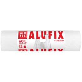 WORKI NA ŚMIECI HDPE Z USZAMI ALUFIX BIAŁE 60L 12SZT.