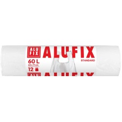 WORKI NA ŚMIECI HDPE Z USZAMI ALUFIX BIAŁE 60L 12SZT.