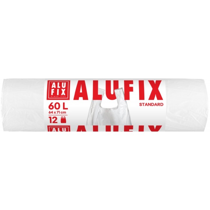 WORKI NA ŚMIECI HDPE Z USZAMI ALUFIX BIAŁE 60L 12SZT.
