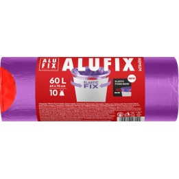 WORKI NA ŚMIECI LDPE ALUFIX ELASTIC FIX FIOLETOWE 60L 10SZT.
