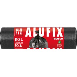 WORKI NA ŚMIECI LDPE EXTRA MOCNE ALUFIX CZARNE 110L 10SZT.
