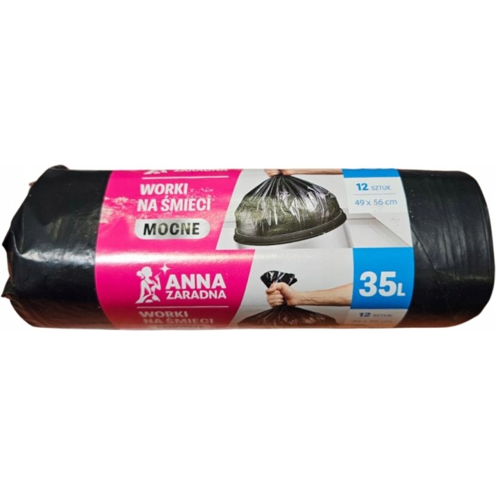Worki MOCNE ANNA ZARADNA 1100004489 CZARNE 35l 12SZT.