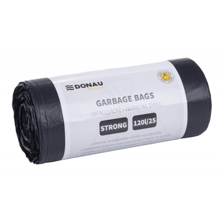 WORKI NA ŚMIECI LDPE MOCNE DONAU HOME CZARNE 120L 25SZT.