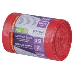 WORKI NA ODPADY MEDYCZNE LDPE DONAU EXPERT CZERWONE 35L 50SZT.