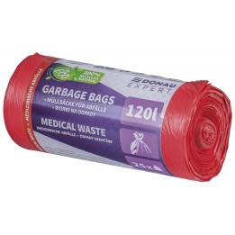 WORKI NA ODPADY MEDYCZNE LDPE DONAU EXPERT CZERWONE 120L 25SZT.