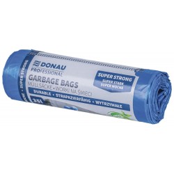 WORKI NA ŚMIECI LDPE SUPER MOCNE Z TAŚMĄ DONAU PROFESSIONAL NIEBIESKIE 35L 15SZT.