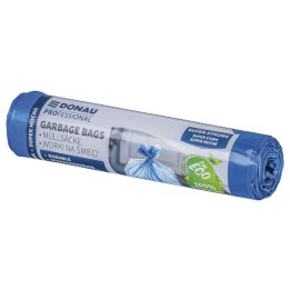 WORKI NA ŚMIECI LDPE SUPER MOCNE Z TAŚMĄ DONAU PROFESSIONAL NIEBIESKIE 60L 10SZT.