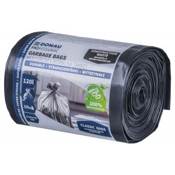 WORKI NA ŚMIECI LDPE SUPER MOCNE BUDOWLANE DONAU PROFESSIONAL CZARNE 120L 10SZT.