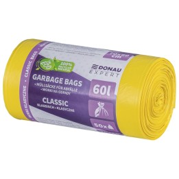 WORKI NA ŚMIECI LDPE DONAU EXPERT ŻÓŁTE 60L 50SZT.