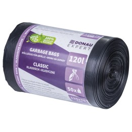 WORKI NA ŚMIECI LDPE DONAU EXPERT CZARNE 120L 50SZT.