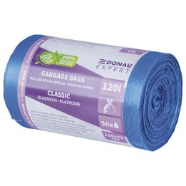 WORKI NA ŚMIECI LDPE DONAU EXPERT NIEBIESKIE 120L 50SZT.