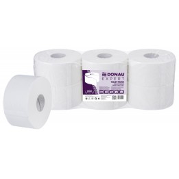 PAPIER TOALETOWY DWUWARSTWOWY CELULOZOWY DONAU EXPERT JUMBO BIAŁY 80M 6SZT.