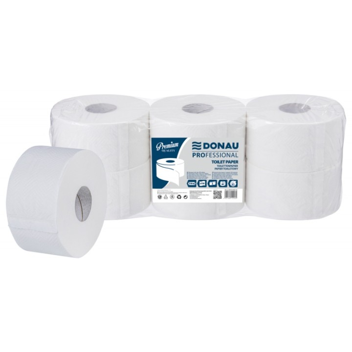 PAPIER TOALETOWY DWUWARSTWOWY CELULOZOWY DONAU PROFESSIONAL JUMBO BIAŁY 150M 6SZT.