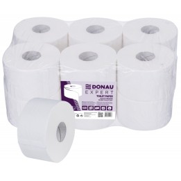 PAPIER TOALETOWY DWUWARSTWOWY CELULOZOWY DONAU EXPERT JUMBO BIAŁY 100M 12SZT.