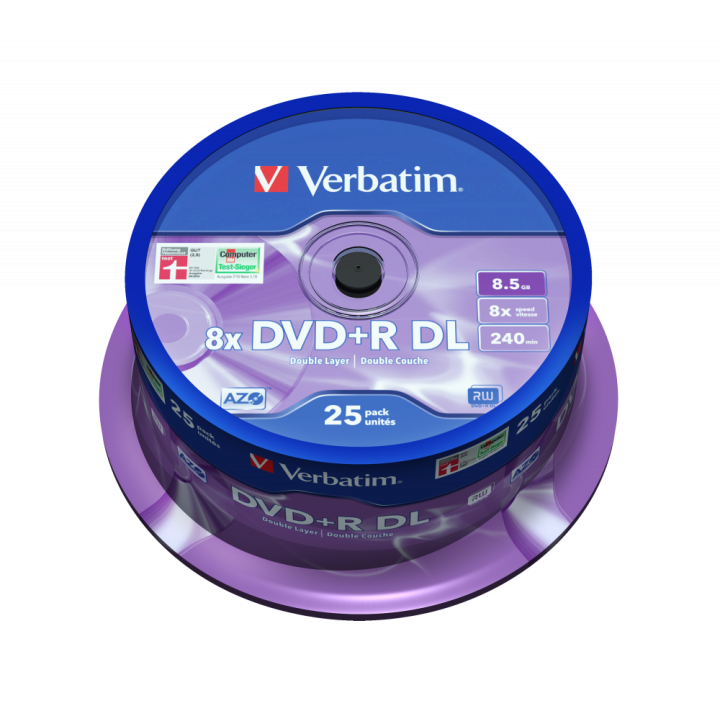 Verbatim DVD+R DL, Double Layer Matt Silver, 43757, 8.5GB, 8x, spindle, 25-pack, 12cm, do archiwizacji danych