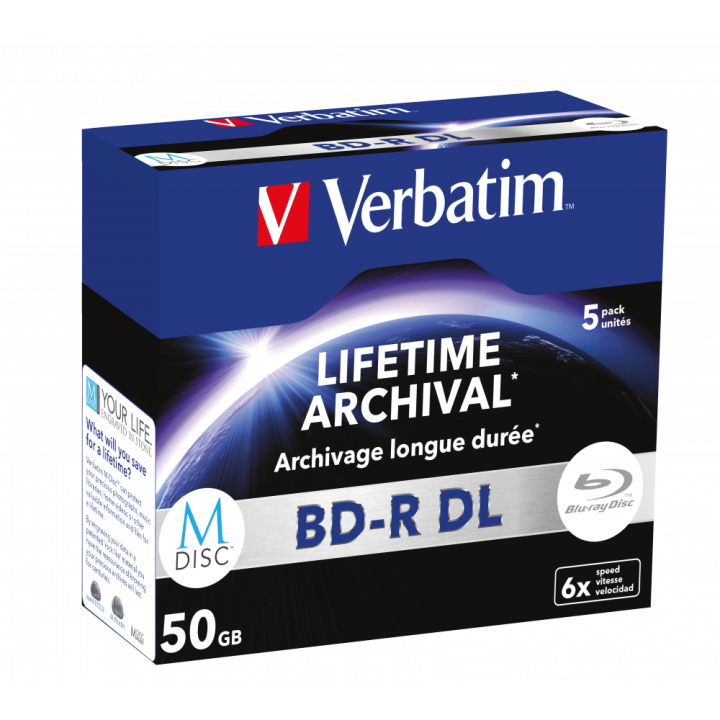 Verbatim BD-R DL, LIFETIME ARCHIVAL, 50GB, jewel case, 43846, 6x, Opakowanie 5 szt