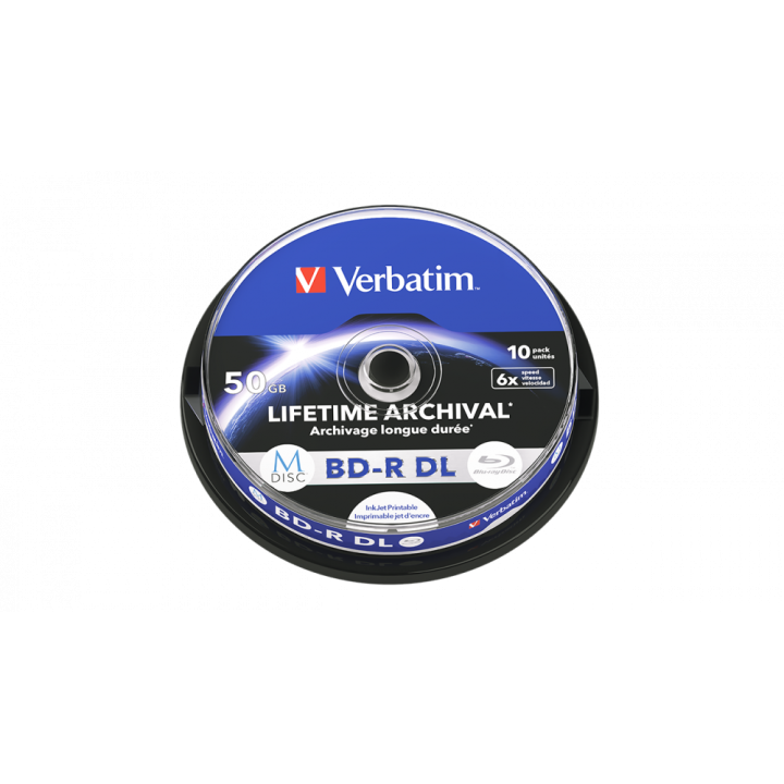 Verbatim BD-R DL, 50 GB, LIFETIME ARCHIVAL, spindle, 43847, 6x, 10 szt, do archiwizacji danych