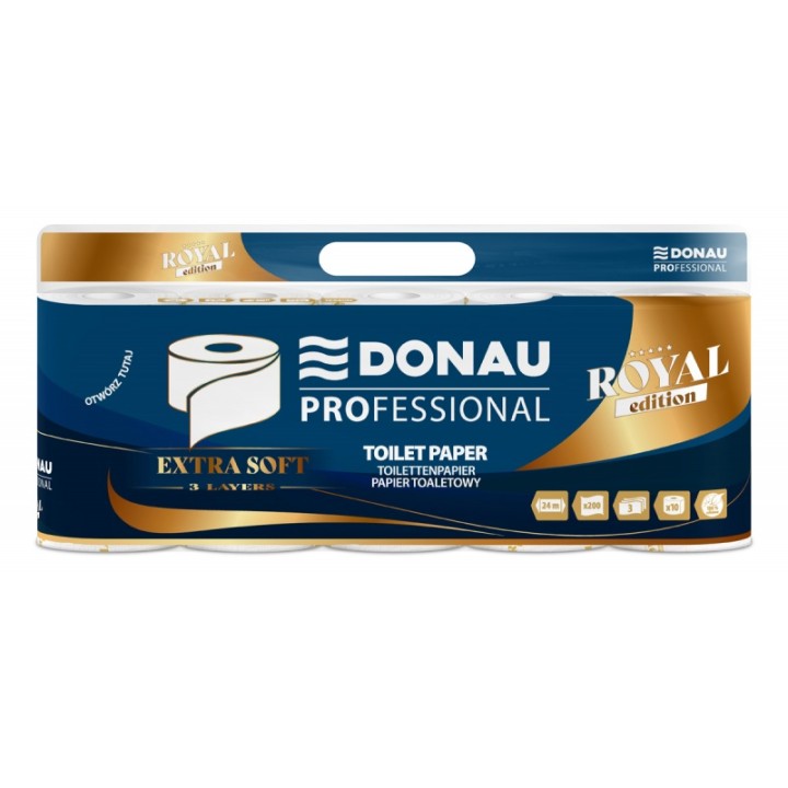 PAPIER TOALETOWY TRZYWARSTWOWY CELULOZOWY DONAU PROFESSIONAL BIAŁY 24M 10SZT.