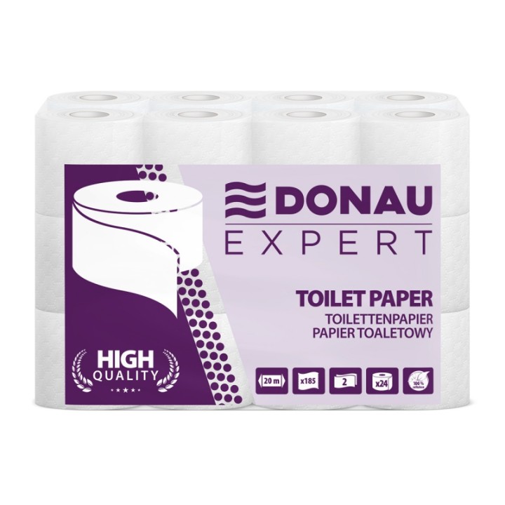 PAPIER TOALETOWY DWUWARSTWOWY CELULOZOWY DONAU EXPERT BIAŁY 20M 24SZT.