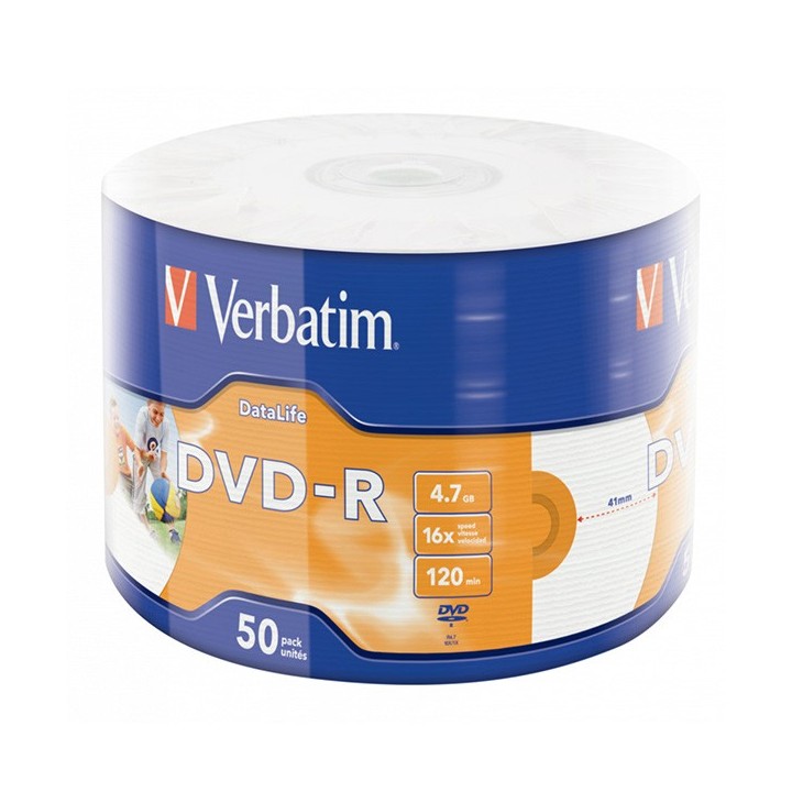 Verbatim DVD-R, Inkjet Printable, 43793, 4.7GB, 16x, wrap, 50-pack, printable, do archiwizacji danych