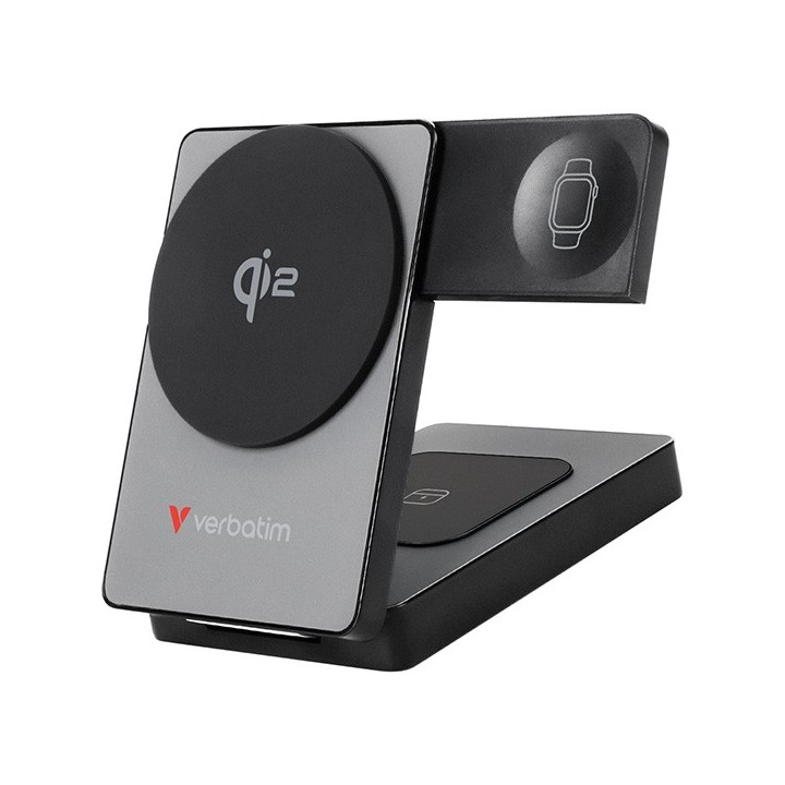 Verbatim powerbank Charge ,n, Go Qi2 5/9/12V, ładowanie telefonu, zegarka, Airpods, 32294, 5 000mAh, Mocowanie magnetyczne, szar