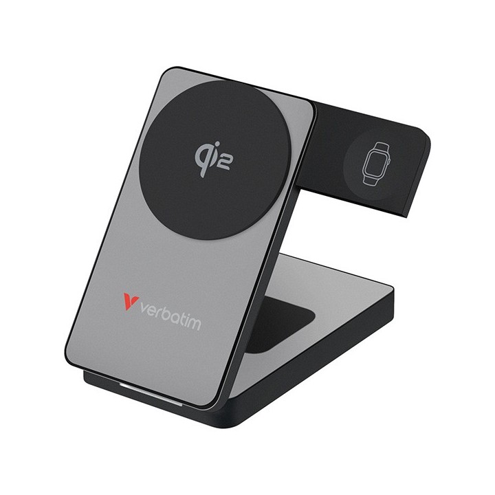 Verbatim powerbank Charge ,n, Go Qi2 5/9/12V, ładowanie telefonu, zegarka, Airpods, 32295, 10000mAh, Mocowanie magnetyczne, szar