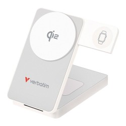 Verbatim powerbank Charge ,n, Go Qi2 5/9/12V, ładowanie telefonu, zegarka, Airpods, 32296, 10000mAh, Mocowanie magnetyczne, biał