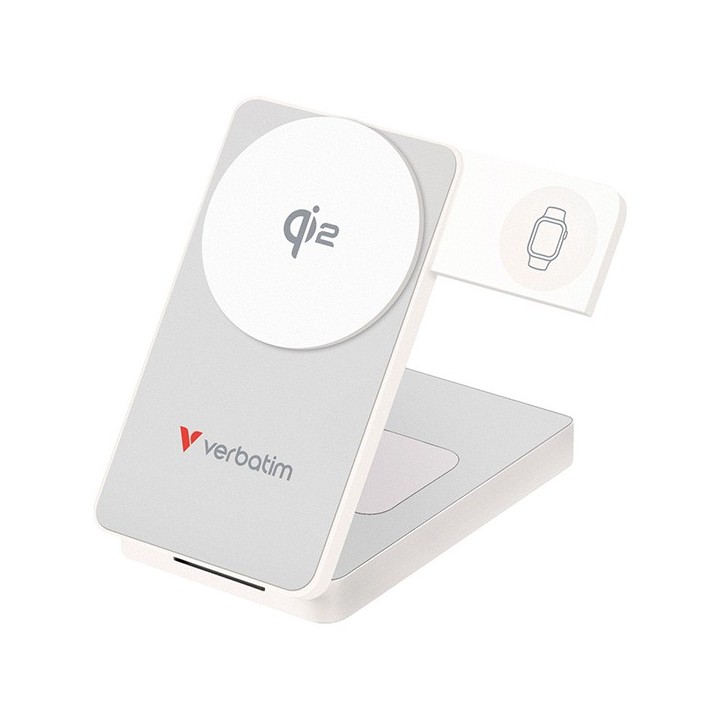 Verbatim powerbank Charge ,n, Go Qi2 5/9/12V, ładowanie telefonu, zegarka, Airpods, 32296, 10000mAh, Mocowanie magnetyczne, biał