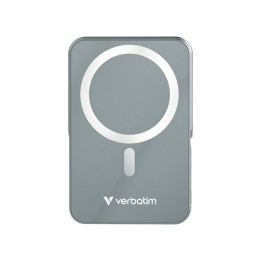 Verbatim powerbank z ładowaniem bezprzewodowym 5V, ładowanie telefonu, 32268, 10 000mAh, Mocowanie magnetyczne, Szary
