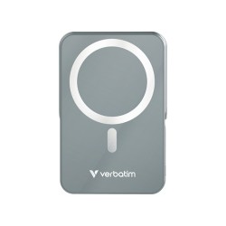Verbatim powerbank z ładowaniem bezprzewodowym 5V, ładowanie telefonu, 32268, 10 000mAh, Mocowanie magnetyczne, Szary