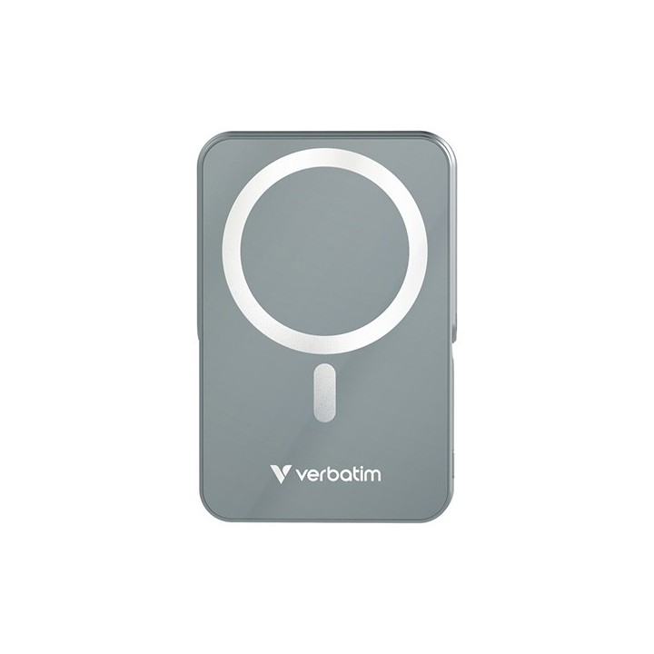 Verbatim powerbank z ładowaniem bezprzewodowym 5V, ładowanie telefonu, 32268, 10 000mAh, Mocowanie magnetyczne, Szary