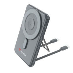 Verbatim Powerbank Charge ,n, Go z dwoma kablami 5V, ładowanie telefonu, 32251, 5 000mAh, Mocowanie magnetyczne, szara
