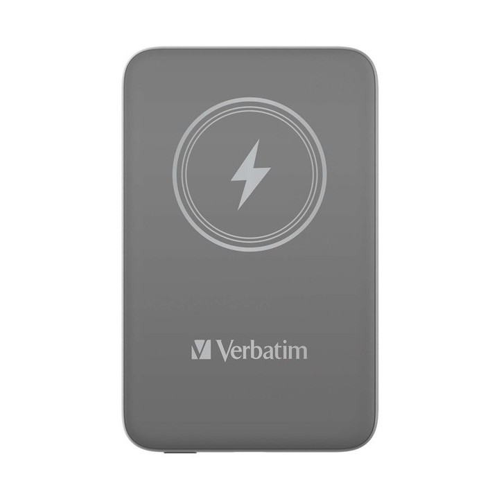 Verbatim powerbank z ładowaniem bezprzewodowym 5V, ładowanie telefonu, 32249, 10 000mAh, Mocowanie magnetyczne, szara