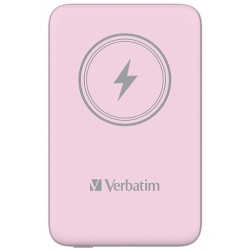 Verbatim powerbank z ładowaniem bezprzewodowym 5V, ładowanie telefonu, 32248, 10 000mAh, Mocowanie magnetyczne, różowa