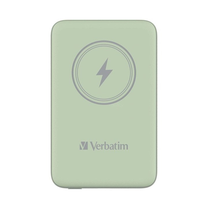 Verbatim powerbank z ładowaniem bezprzewodowym 5V, ładowanie telefonu, 32246, 10 000mAh, Mocowanie magnetyczne, zielona