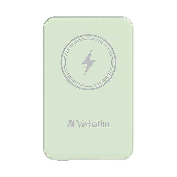 Verbatim powerbank z ładowaniem bezprzewodowym 5V, ładowanie telefonu, 32241, 5 000mAh, Mocowanie magnetyczne, zielona