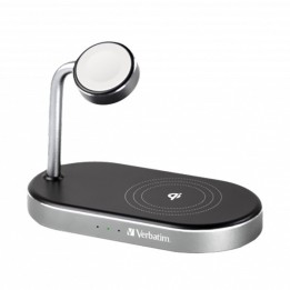 Verbatim, Podstawka ładująca 3 w 1, na iPhone i Apple Watch, czarna, 15V, 44W, Certifikat MFi i Qi, EOL