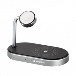 Verbatim, Podstawka ładująca 3 w 1, na iPhone i Apple Watch, czarna, 15V, 44W, Certifikat MFi i Qi, EOL