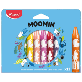 Kredki świecowe MAPED Jumbo Muminki 12 kolorów pud. z zaw.
