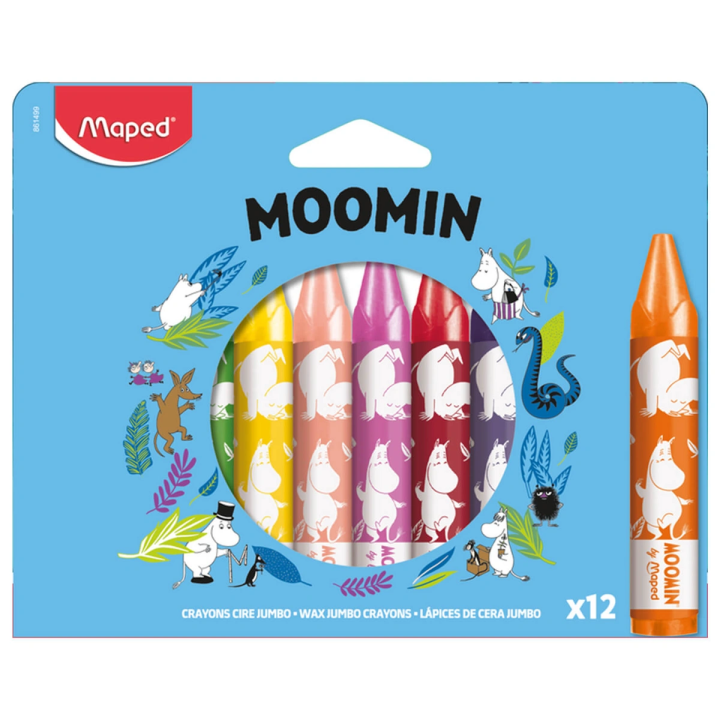 Kredki świecowe MAPED Jumbo Muminki 12 kolorów pud. z zaw.