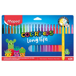 Flamastry niewysychające MAPED Long Life 24 kolory