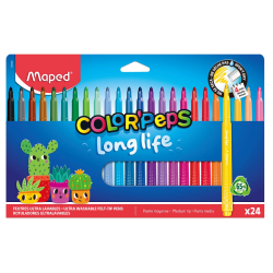 Flamastry niewysychające MAPED Long Life 24 kolory