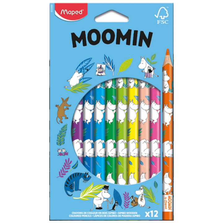 Kredki Jumbo MAPED Muminki trójkątne 12 kolorów pud. z zaw.
